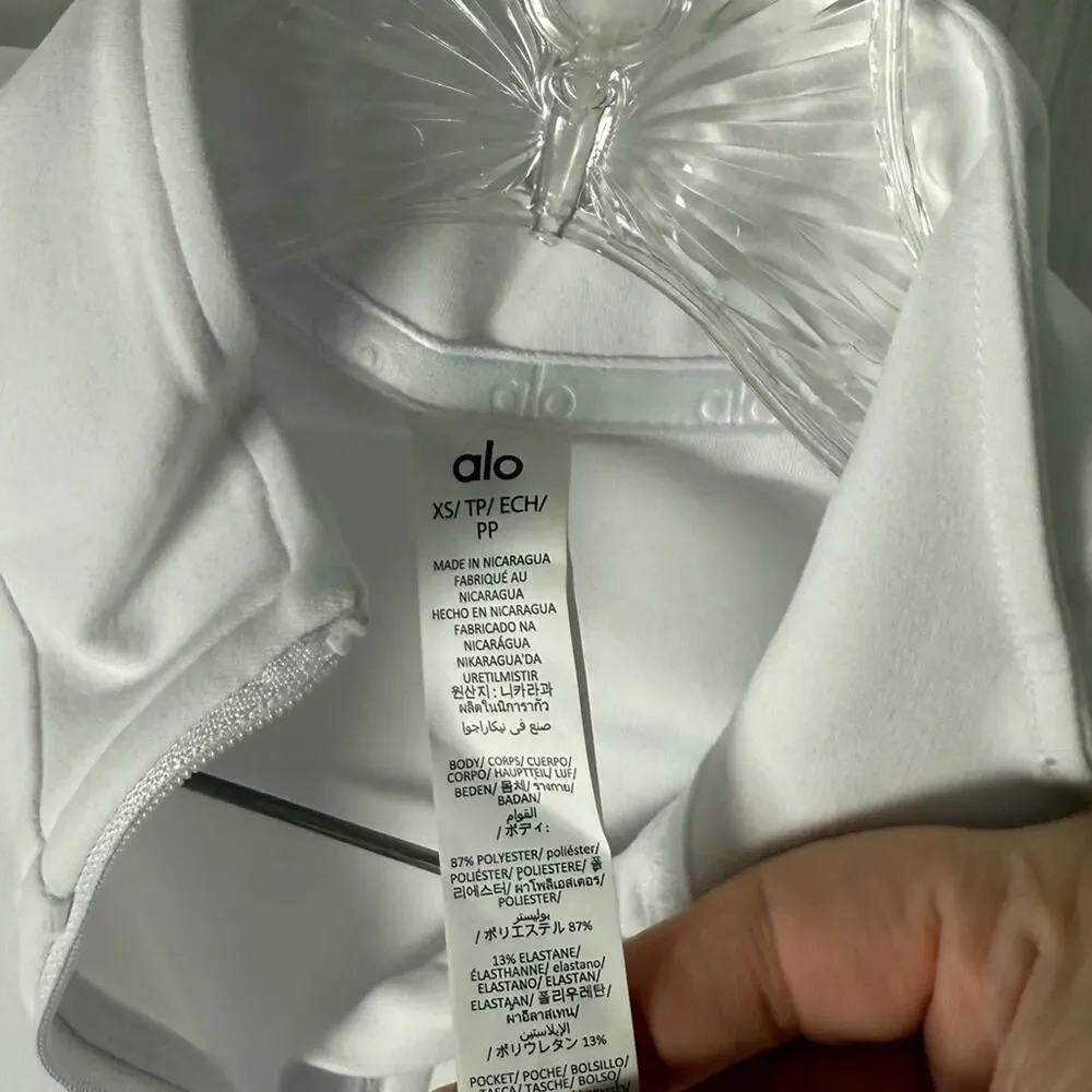 Alo Yoga Alosoft 1/2 Zip Rapid Pullover in White XS